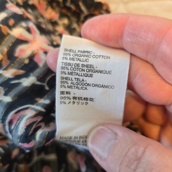 Cleobella Brynlee Blouse Women's M Black Pink Organic Cotton Cottagecore Boho - Picture 7 of 9